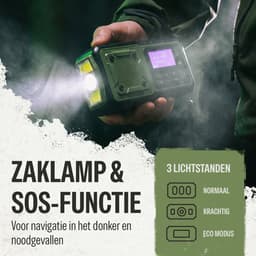 Liveablez® Noodradio Solar Opwindbaar & Batterij - DAB+/FM Draagbare Radio Oplaadbaar Met 5000mAh Powerbank Zonneenergie - Bluetooth - Zaklamp - Rampen - Noodpakket - Legergroen — thumbnail 5