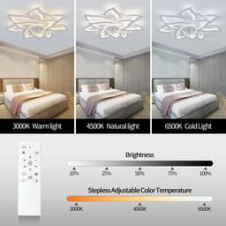 Aafinity Lamp - Plafondlamp - Plafonniere - Ventilator - Plafond lamp - Led - Beige - Neutrale kleur - Bloemvorm - 6 snelheden — thumbnail 3