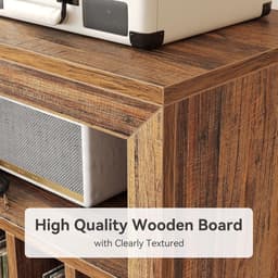 Tribesigns Platenspeler Meubel - Platenspeler-Standaard - Grote Houten Vinyl Platentafel met Ruimte voor Meer dan 100 Albums, Industriële Platenspelerstandaard voor Woonkamer, Slaapkamer, Studio, Rustiek Bruin — thumbnail 2