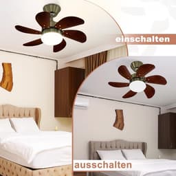 Stille Plafondventilator met Verlichting en Afstandsbediening - 6 Bladen Design Lamp — thumbnail 2