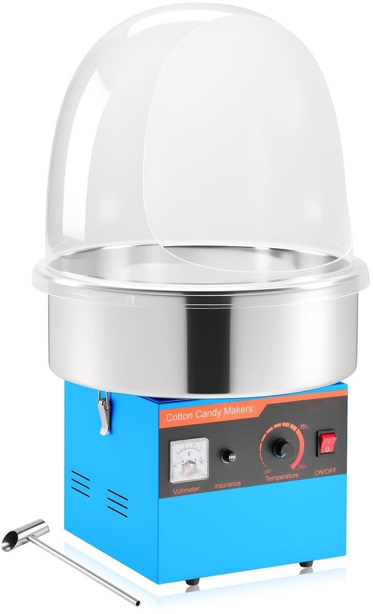 Suikerspinmachine - Elektrische Suikerspinmaker 1000W - Met Deksel - RVS Kom - Inclusief Suikerlepel - Professioneel - Blauw — afbeelding 1