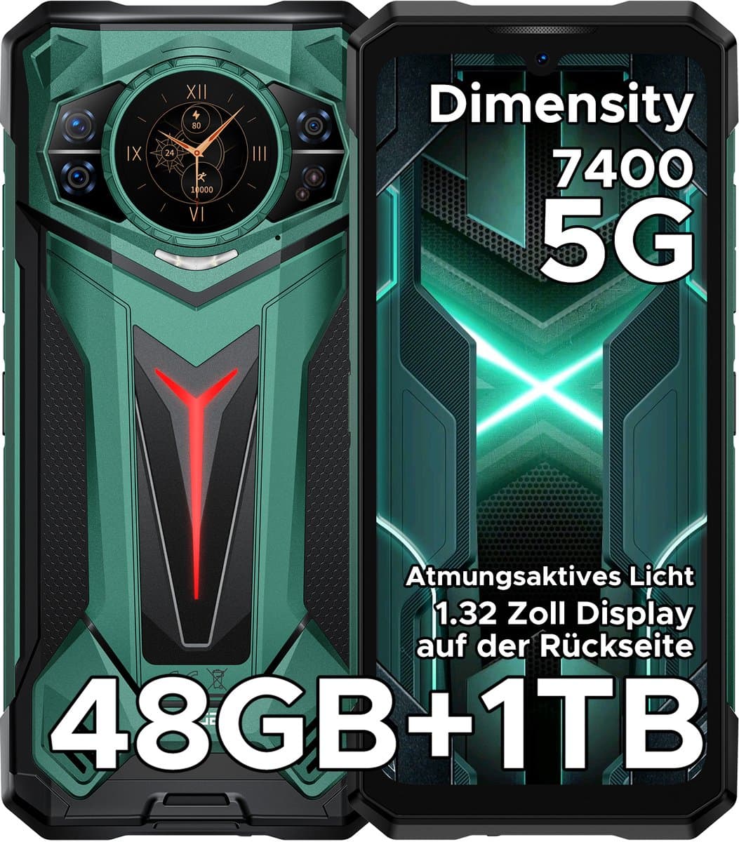 DOOGEE S200 Ultra 5G - Robuuste Smartphone - Robuuste Telefoon - 64GB RAM + 1TB ROM /2TB TF -Dimensity 7400 - 11000 mAh /66W --6,72 inch 120Hz - Android 16 -Nachtzicht-100 MP AI camera - NFC - GPS -1,32 inch display achteraan - Groente — afbeelding 1