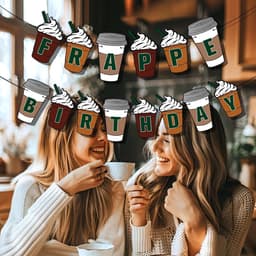 Verjaardagsbanner voor Koffie Thema Feest - Vooraf Bespannen - Verjaardagsdecoraties - Koffie Feestbenodigdheden — thumbnail 5