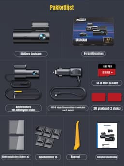 Quvo® Dashcam Voor En Achter - Dashcam - Parkeermonitor - Nachtzicht - Zwart- 3cm x 10cm x 4cm — thumbnail 4