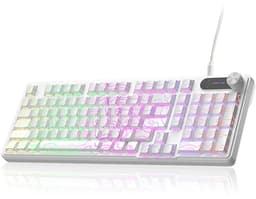 FURYCUBE IP98 - 95% Bedraad Gaming Toetsenbord - 98keys - RGBVerlicht toetsenbord -TFT Scherm - Multifunctionele Draaiknop -RGB - Side Printed PBT Keycaps - mechanisch gevoel - Stil toetsenbord - Comfortable to the touch -White Contour Line — thumbnail 1