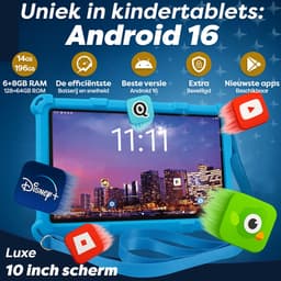 AngelTech Kinderpakket XL PRO II - Kindertablet XL PRO II + Kinderkoptelefoon - Android 16 - Vanaf 3 jaar - Combipakket - Kindertablet Vanaf 3 Jaar – Kinder Tablet – Kids Tablet - Tablet voor Kinderen - Blauw — thumbnail 2