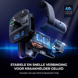 Carify® Bluetooth Transmitter - FM Transmitter voor auto - Carkit - Bluetooth Receiver - Autolader USB-C Snellader - BT 5.3 - 30W Supersnel Opladen - 2026 Model - Deluxe — thumbnail 4