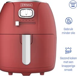 Westinghouse Retro Airfryer - 1500W - Heteluchtfriteuse - 4L - PFAS-Vrij - tot 200 Graden - Tot 4 personen - Rood — thumbnail 5