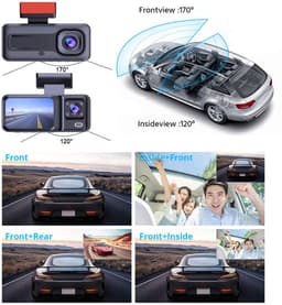 Autocamera (DVR) - Inbouw-DVR - Dubbele camera's voor en binnen in de auto - Full HD - 120° groothoek - Loopopname - Zwaartekrachtsensor (met 32GB geheugenkaart) — thumbnail 5