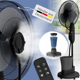 ELONEO Ventilator staand met Waternevel, Statiefventilator met Afstandsbediening en Mist, Water Fan, Zwart — thumbnail 1