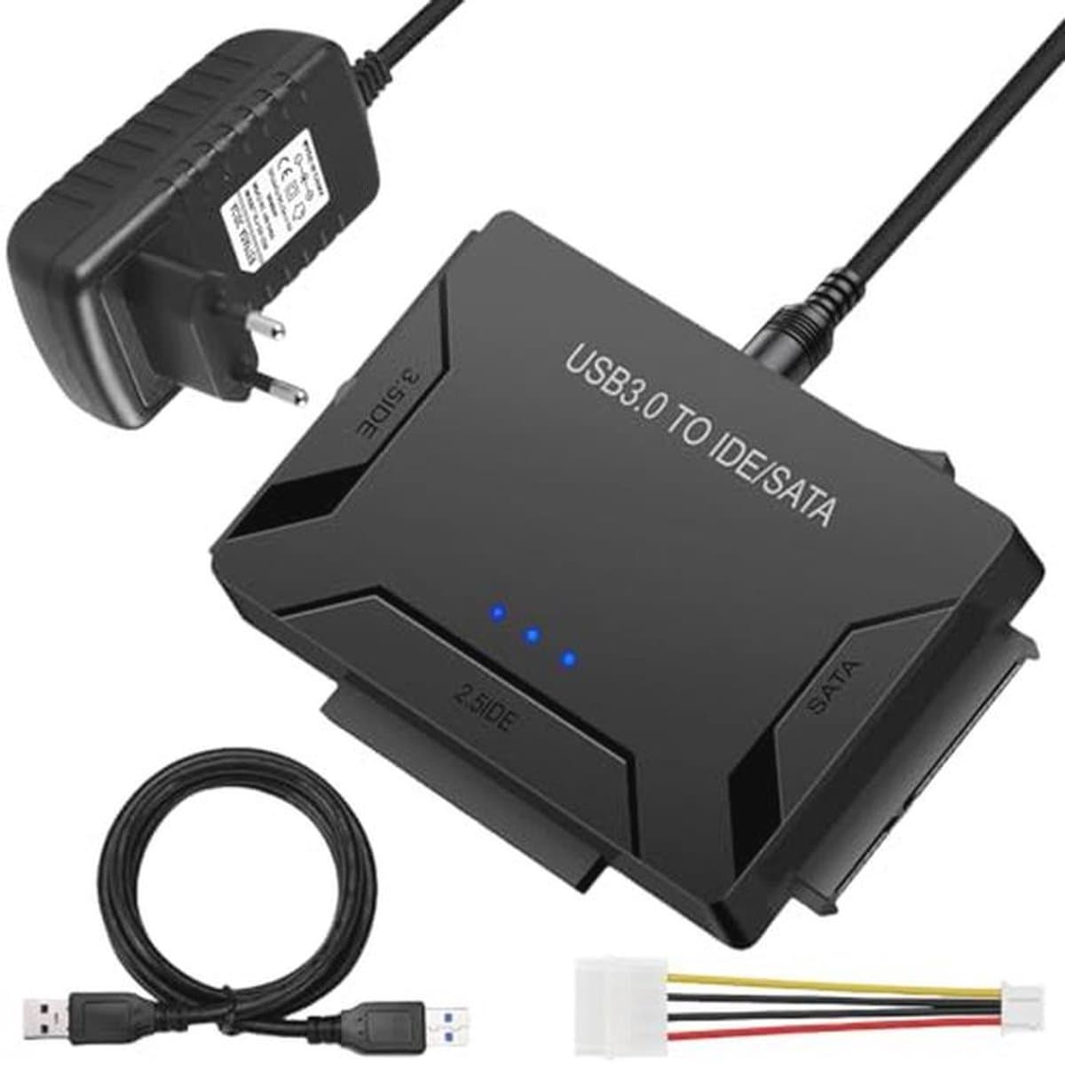 USB 3.0 naar SATA en IDE-adapter met stroomschakelaar voor harde schijven — afbeelding 1