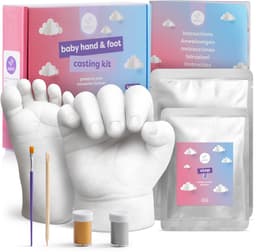 CHUCKLE - 3D Gipsafdrukset - Baby Hand & Voet - Goud & Zilver Verf — thumbnail 1