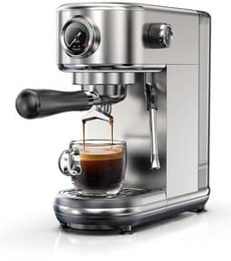 Tresaro Semi‑Automatische Espressomachine – 20 Bar, RVS, Instelbare Temperatuur, Snelle Opwarming, Perfect voor Thuis, Professionele Espressomachines, Compact, Onderhoudsvriendelijk en Rijke Espresso — thumbnail 1