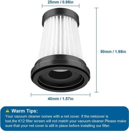 Geschikt voor 6 HEPA-filters voor MOOSOO K12, K12 Pro, K13 draadloze stofzuigers en Geschikt voor Genius Invictus One 1.0 X7, 2.0 stofzuigers. Vervangingsfilters voor huishoudelijke schoonmaak- en veegapparatuur. — thumbnail 3