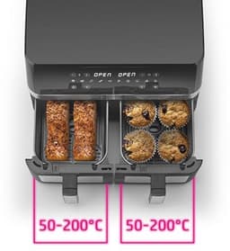 Dubbele Heteluchtfriteuse met 2 Kamers en 11 Liter Volume - Gezond en Versnel Koken — thumbnail 2