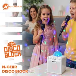 N-GEAR Disco Block 410 - Bluetooth Speaker - Karaoke Set - Party Box met 2 Microfoons - Wit — thumbnail 3