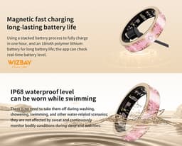 WizBay Premium Select® Bohemian Smart Ring - Glory Purple - Hartslag, Slaap en Zuurstofmeting - Activiteitstracker - Maat 10 — thumbnail 5