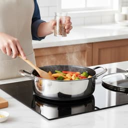 Cheffinger, Sauteerpan 28 cm met honingraatcoating, deksel en roestvrijstalen handgrepen, Zilveren — thumbnail 3