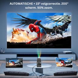 Mini Beamer - Film Projector met Bluetooth - Draagbare Beamer - 4K Kwaliteit - Zwart — thumbnail 3