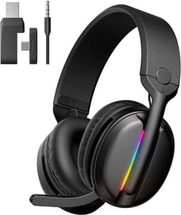 MANKIW Draadloze Gaming Headset – 3 Modi (2.4G / Bluetooth / Type-C) – Verstelbare Dubbele Microfoons – 20 ms Lage Latentie – 40 Uur Batterijduur – 3,5 mm Kabelmodus – Compatibel met PC, PS5, Xbox – Zwart — thumbnail 1