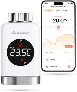 SALCAR Radiatorthermostaat TRV801W - Slim LCD WiFi Thermostaat - Compatibel met Amazon Alexa & Google Home - Tuya Smart - Geen Gateway Nodig — thumbnail 1