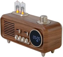 Retro Bluetooth Speaker met Digitale Klok - FM Radio - Nachtlamp - Bluetooth 5.4 - USB - TF - AUX - Houtlook — thumbnail 2