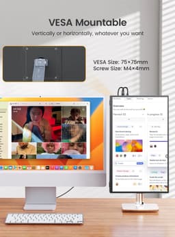Milova PC-monitor - Computerscherm - 18,5 inch - Gamen - Laptop - Verleng scherm - Draagbare monitor — thumbnail 2