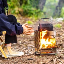 Houten brandende vouw-camping oven, RVS roosters, draagbare vouw-rugzak oven, wandelen, outdoor tent, kamperen, picknick, barbecue, — thumbnail 5