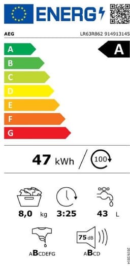 AEG LR63R862 6000 serie ProSense® – Wasmachine - Energielabel A - 1600 toeren - 8 kg - NL/FR — thumbnail 2