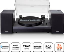 Lenco Platenspeler met Bluetooth - Twee externe Speakers - Auto-stop - LS-301BK - Zwart — thumbnail 4