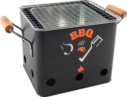 Mini Barbecue - Balkon - Terras - Tuin BBQ - Tafel Barbecue - 18x15.5x15.5cm - Staal - Zwart - Houten Handvatten — thumbnail 1
