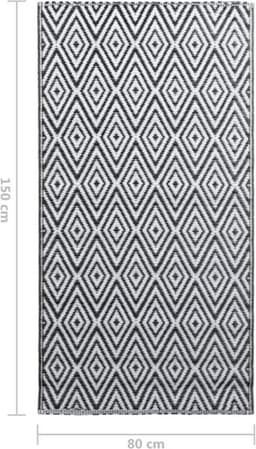 vidaXL - Buitenkleed - ARAKIL - 80x150 - cm - PP - wit - en - zwart — thumbnail 4