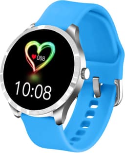 Belesy® Q9 PLUS - Smartwatch Dames – Smartwatch Heren - Horloge - 1.28 inch - Kleurenscherm - Stappenteller - Bloeddruk - Hartslag - 75+ Wijzerplaten – Sporten – Zilver - Siliconen - Blauw - Kerstcadeau — thumbnail 1