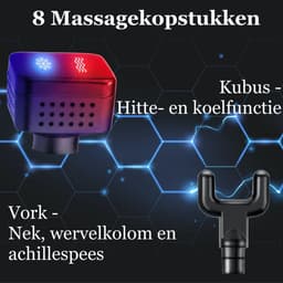 Massage Gun met Warmte en Koel Functie - Massagegun Massage Pistool Apparaten - Massage gun met 8 Massagekoppen en Koffer - Professioneel Massage Gun — thumbnail 4