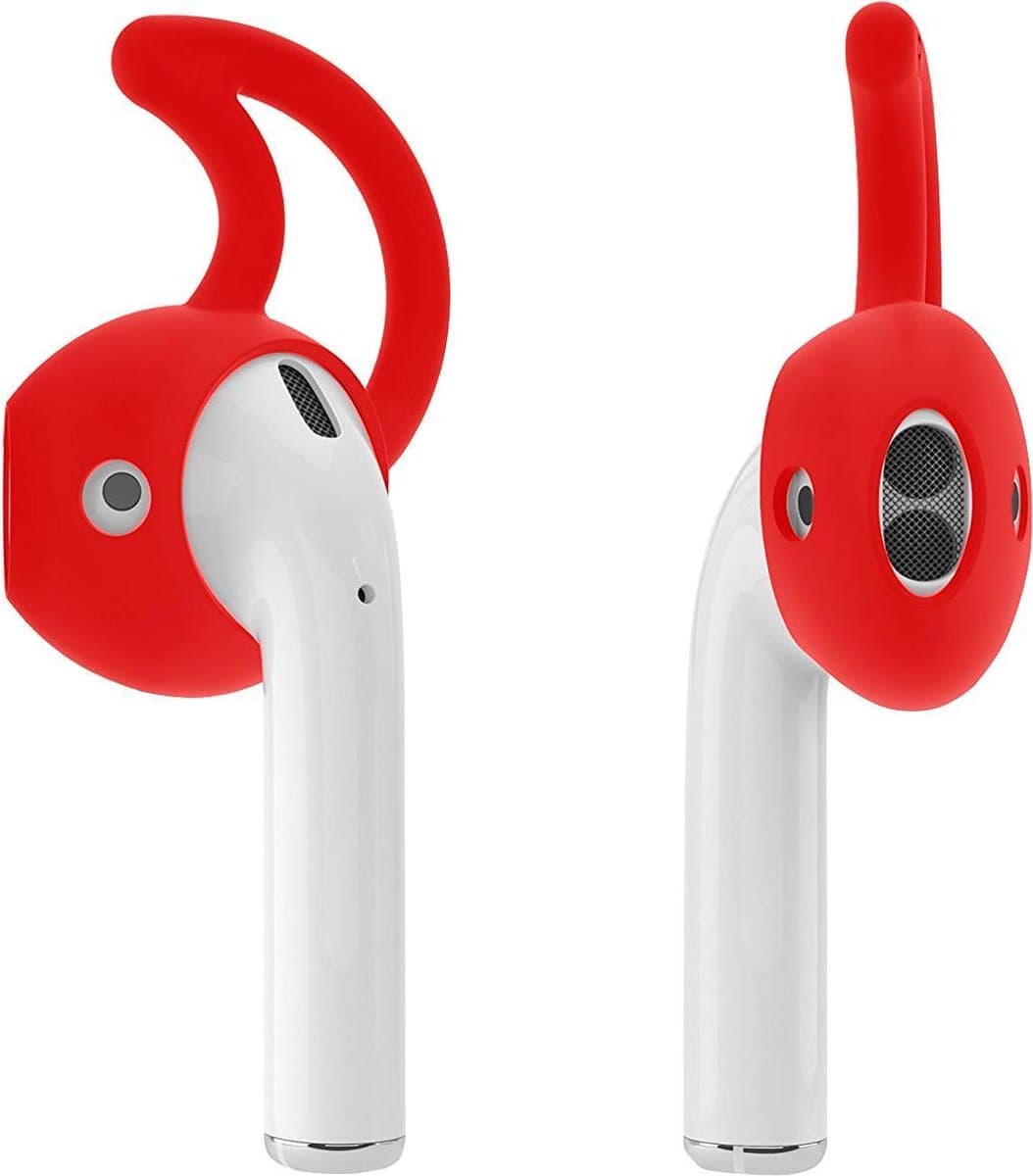 KELERINO. Anti-slip siliconen earhooks / earhoox / oorhaken geschikt voor Airpods 1 & 2 - Rood — afbeelding 1