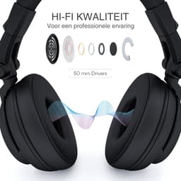 Maono MH601 DJ Koptelefoon met draad - Studio Koptelefoon - Over Ear - Hoofdtelefoon - Zwart — thumbnail 2