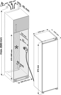 Inventum IKV0882S 88 cm stille energiezuinige inbouw koelkast - Met vriesvak - Superkoelen - Supervriezen - Vakantiestand - Deuralarm - 112 liter - Sleepdeur - Wit — thumbnail 5