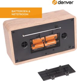Denver DAB Radio - Retro Radio - Bluetooth - DAB+/ FM - Dimbaar - Batterijen & Netstroom - DAB18LW — thumbnail 5