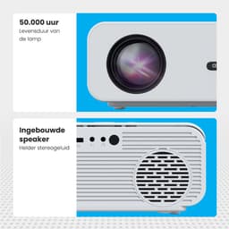 Auronic Beamer 10.000 Lumen - WiFi - 1080P Full HD - Streamen vanaf je telefoon - Smart Mini Beamer - HDMI-kabel - Afstandsbediening en Projectiescherm - Wit — thumbnail 5