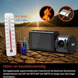 Professionele dashcam voor auto - 4K 3840P x 2160P voor infrarood nachtzicht - 24/7 parkeermodus - hittebestendig - dashcam van G-sensor - 512GB — thumbnail 3