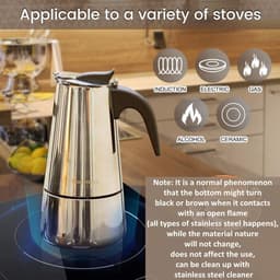 Espresso Maker Koffiezetapparaat 430 Roestvrijstalen Mokkapot Espresso Maker voor 4/6/10 Kopjes Koffiezetapparaat voor op het fornuis Geschikt voor Inductiekookplaten, 300 ml. — thumbnail 5