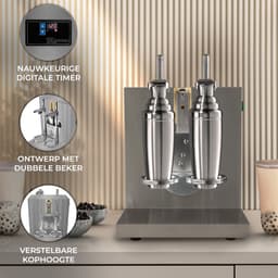 KuKoo Dual-Design Boba Bubble Tea Shaker - Automatische Thee Shaker - Dubbele Cup Efficiëntie - Zilver - 350ml tot 750ml - 120W Motor - 400 r/min Rotation — thumbnail 5