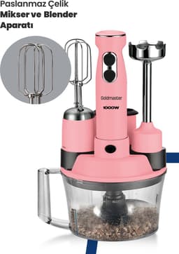 Goldmaster ELENAMAX - GM-7239P - Staafmixer - RVS - Keukenmachine - Keukenrobot - Blender Smoothie - Pink - Roze — thumbnail 3