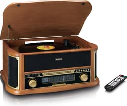 Classic Phono Retro Platenspeler - Bluetooth - Auto-stop -Radio CD en Cassettespeler - TCD-2551WD - Hout — thumbnail 1