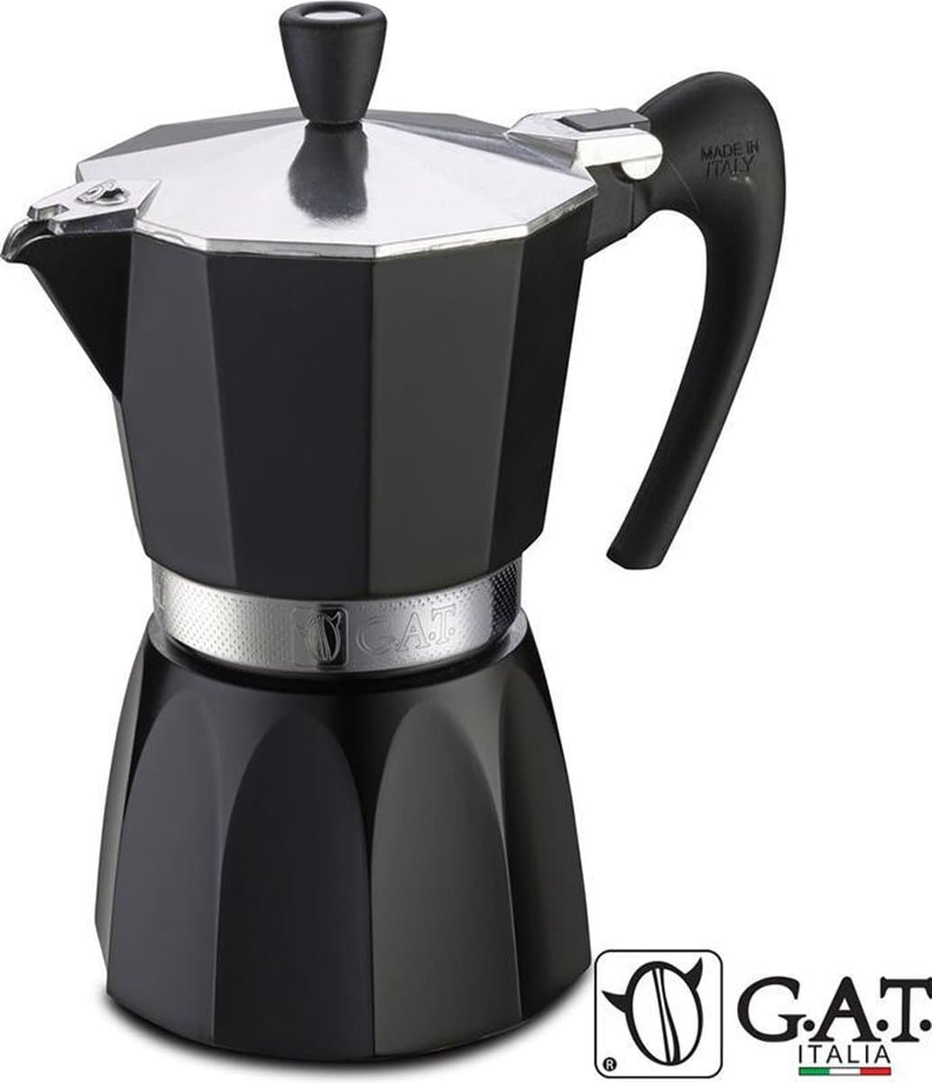 G.A.T. Italia Fashion Zwart Moka Percolator 3 kops - 150ml - Made in Italy — afbeelding 1