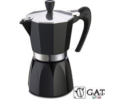 G.A.T. Italia Fashion Zwart Moka Percolator 3 kops - 150ml - Made in Italy