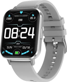 Belesy® Retina X - Smartwatch Dames - Smartwatch Heren - Horloge - 1.78 inch - Kleurenscherm - Full Touch - Stappenteller - Multi Sport - Multi Watchfaces - Maak je eigen wijzerplaat functie - Zilver - Siliconen - Grijs - Moederdag — thumbnail 1