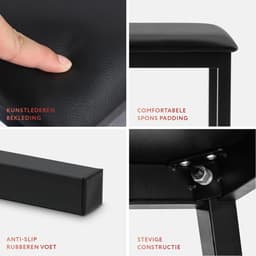 Pianokruk met gevoerde zitting – zithoogte 49 cm - zwart — thumbnail 2