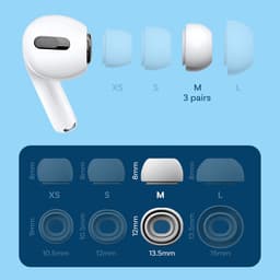 MMOBIEL 3 Paar Vervangende Oordopjes Tips Geschikt voor AirPods Pro Gen 1 & 2 - Antislip Siliconen Oordopjes met Ruisonderdrukkingsgat, Draagbare Opbergdoos en Passen in Oplaadcase - M - Wit — thumbnail 3