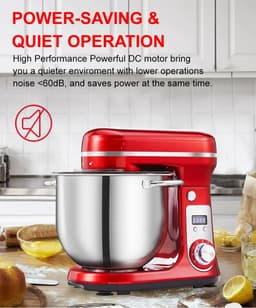Biolomix Keukenmachine - Keukenmixer - Foodprocessor - Mixer - Blender - Stille motor - Keukenmachines - Mixer met mengkom - Mixers - 6L kom - 1200W - Grijs — thumbnail 5
